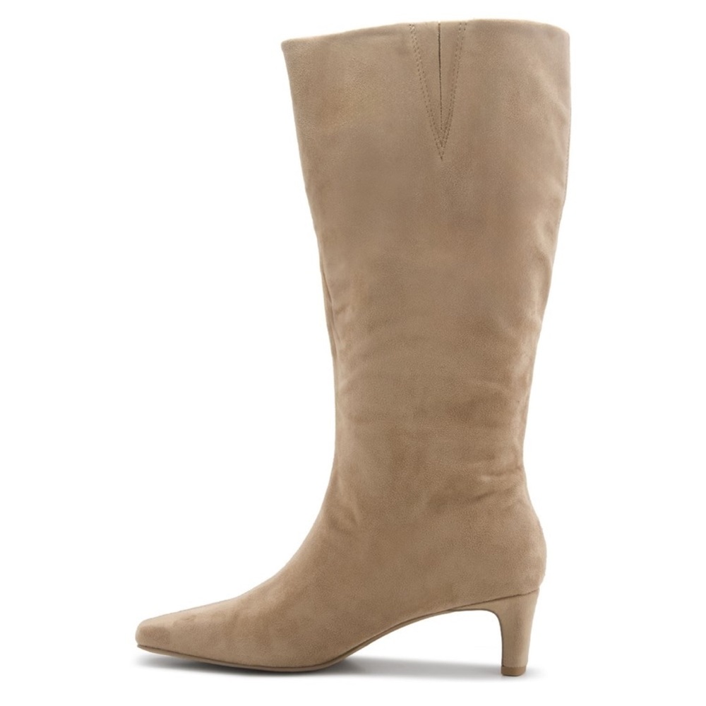 Splendid June Knee High Boots Tan Suede Kitten Heel Pointed Toe Size 8